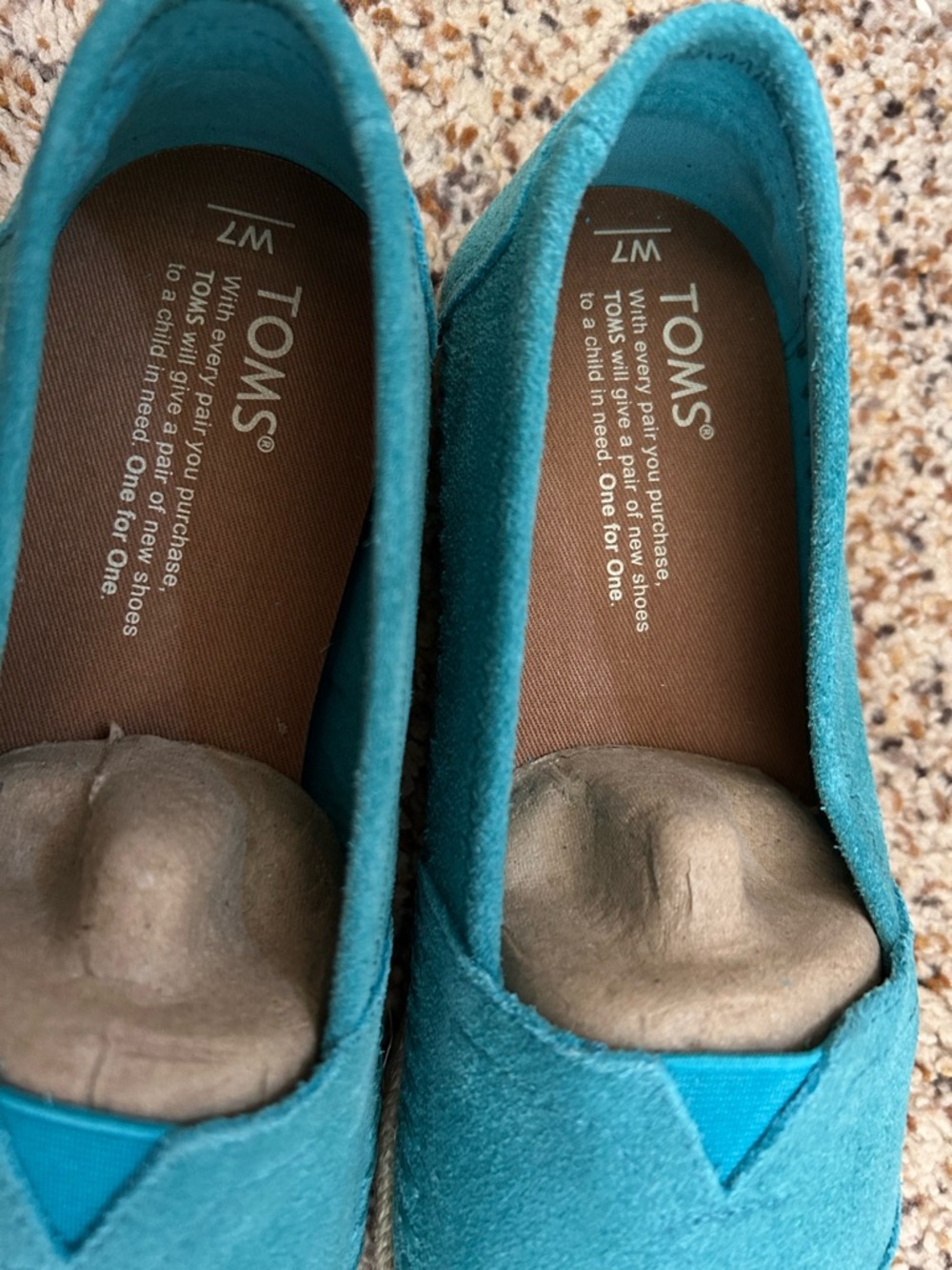 TOMS Turquoise Suede Espadrille Slip-On Flats - Picture 5 of 12